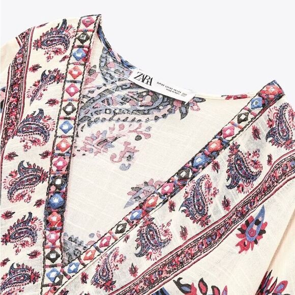 Zara PAISLEY PRINT MAXI TUNIC DRESS KAFTAN - Picture 4 of 8